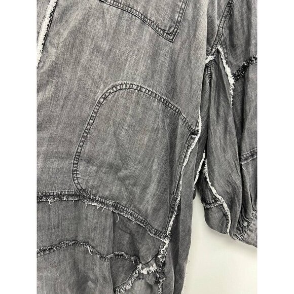 EASEL EXTRA Oversized Shirt Dress-Distressed Unique Statement Sleeves Grey Small - Picture 8 of 13
